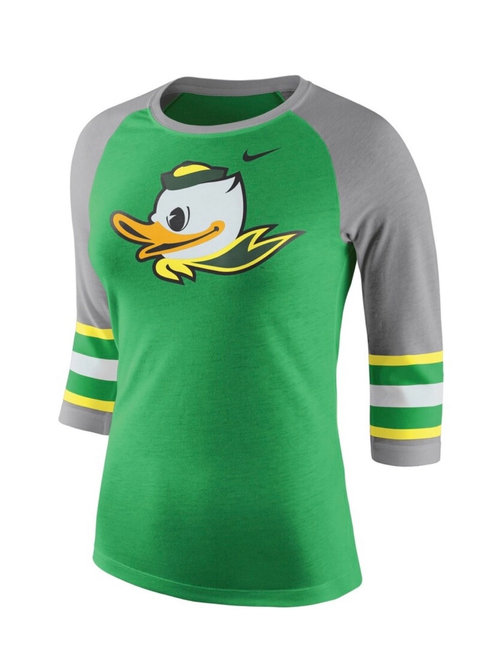Nike Green Oregon Ducks Sleeve Stripe Raglan 3/4 Sleeve Tri-Blend T-Shirt Size S